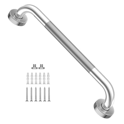2 Pack 24 Inch Polished Chrome Anti Slip Knurled Shower Grab Bar