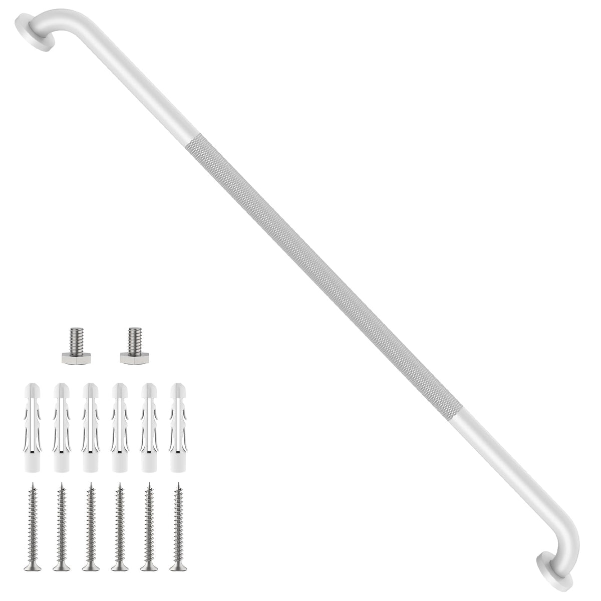 2 Pack 24 Inch Polished Chrome Anti Slip Knurled Shower Grab Bar