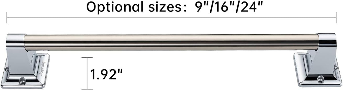 Joyrain Stainless Steel Bathroom Grab Bar for Elderly - Safety Rail & Towel Rack Dual Function, 9/16/24 Inch Anti-Slip Handle for Shower/Toilet/Tub (Chrome, 9 inch)