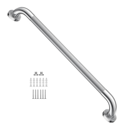 2 Pack 24 Inch Polished Chrome Anti Slip Knurled Shower Grab Bar