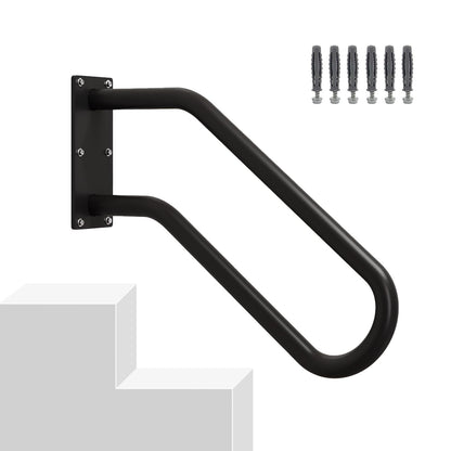 Hand Rails for Outdoor 1-2 Steps, Indoor Stairs, Bathroom, Wall Mount Non-Slip U-Shape Stair Hand Railing White 1 Pack