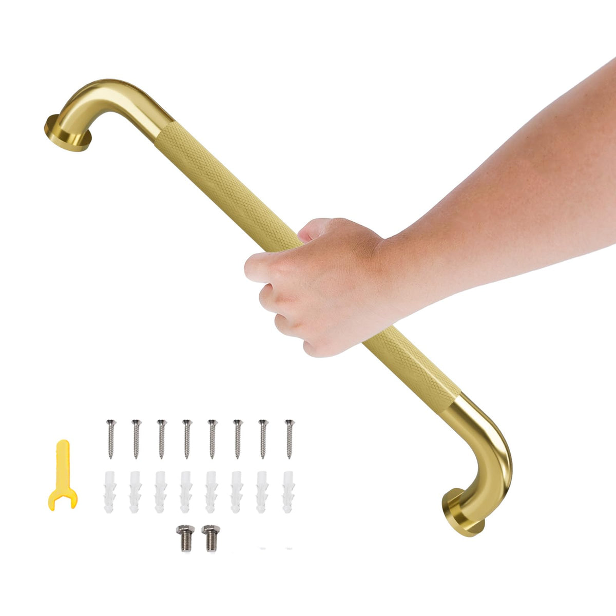 36 Inch Shower Grab Bar, Bathroom Grab Bar Handle with Anti-Slip Knurled Grip, Stainless Steel Bath Balance Bar, 1.25" Diameter Bath Safety Bar Support for Seniors Elderly Pregnant, Brushed Nickel