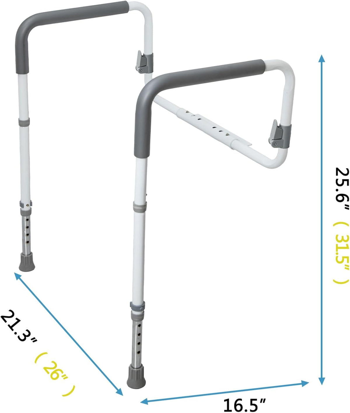 WeHwupe Toilet Safety Rail for Seniors, Height & Width Adjustable Handles