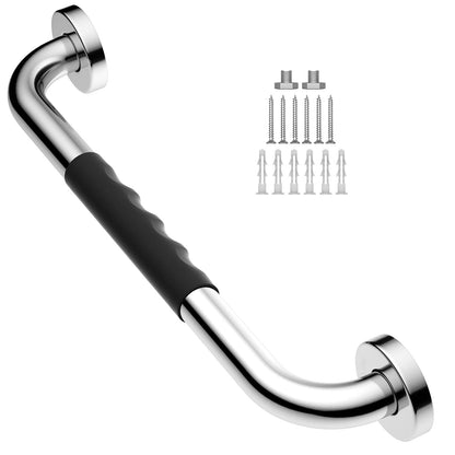 Anti-Slip Black Grab Bar 12 Inch, Grab Bar for Bathtub and Shower