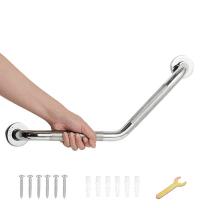 20 Inch Bathroom Grab Bar, Satin Brushed Nickel Angled Grab Bar with Anti-Slip Knurled Grip, Stainless Steel Bath Balance Bar, 1.0" Tube Safety Hand Rail Support, Handicap Elderly Assist Bath Handle