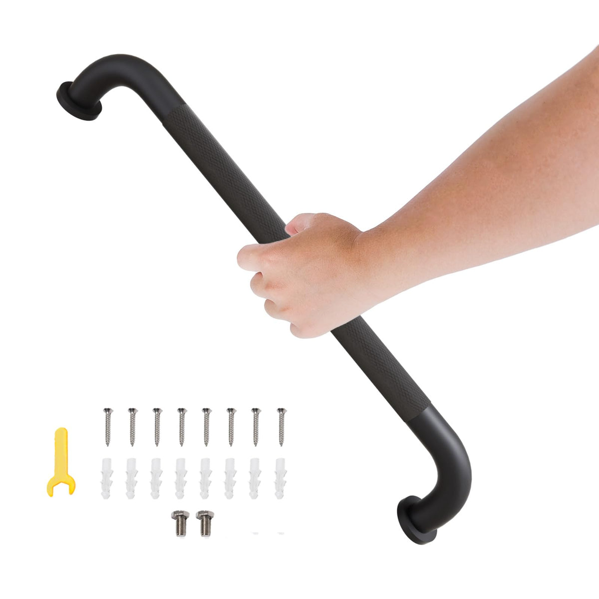 36 Inch Shower Grab Bar, Bathroom Grab Bar Handle with Anti-Slip Knurled Grip, Stainless Steel Bath Balance Bar, 1.25" Diameter Bath Safety Bar Support for Seniors Elderly Pregnant, Brushed Nickel