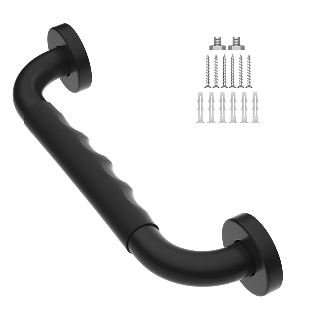 Anti-Slip Black Grab Bar 12 Inch, Grab Bar for Bathtub and Shower