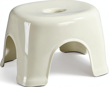 Plastic Step Stool, Heavy Duty Foot Stool with Anti-Slip Pads, Waterproof One-Piece Small Stool with Handle, Portable Stool for Bathroom, Shower, Kitchen & Entryway