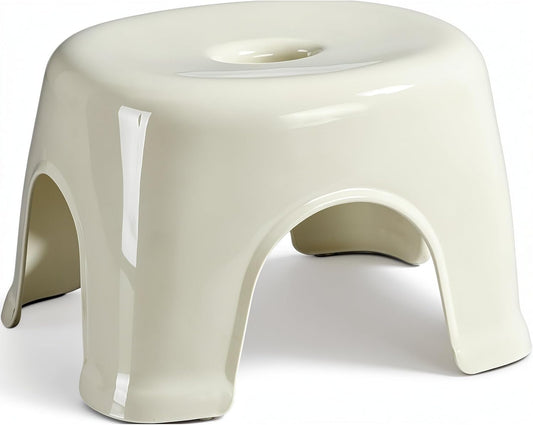 Plastic Step Stool, Heavy Duty Foot Stool with Anti-Slip Pads, Waterproof One-Piece Small Stool with Handle, Portable Stool for Bathroom, Shower, Kitchen & Entryway