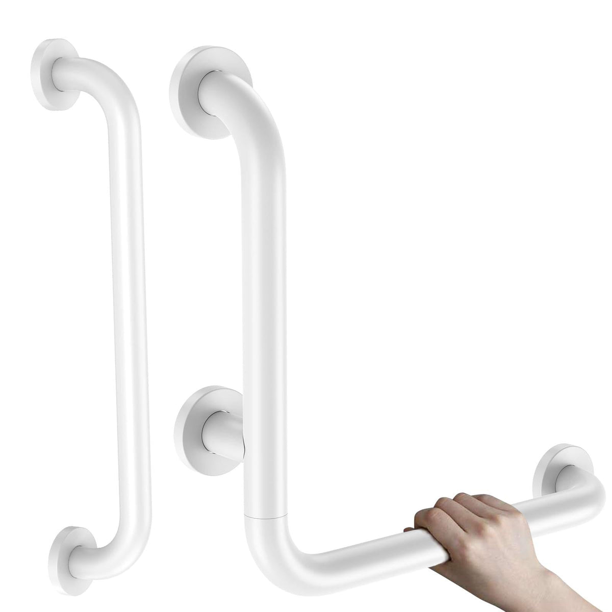 16 Inch L-Shaped Angled Grab Bar for Shower Bathroom, Matte Black