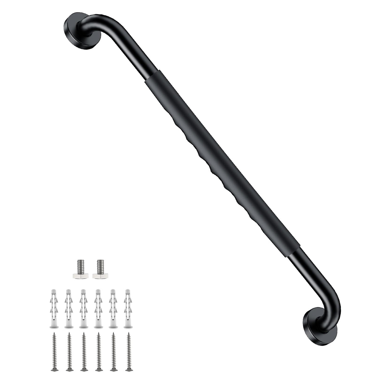 Anti-Slip Black Grab Bar 12 Inch, Grab Bar for Bathtub and Shower
