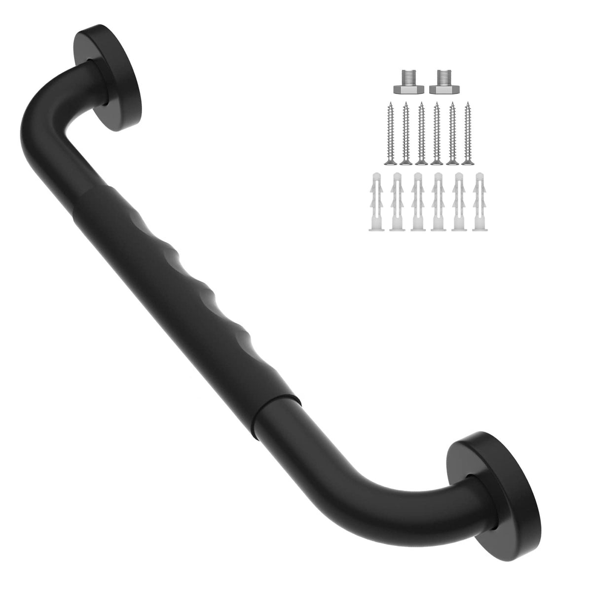 Anti-Slip Black Grab Bar 12 Inch, Grab Bar for Bathtub and Shower