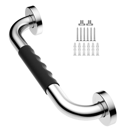 Anti-Slip Black Grab Bar 12 Inch, Grab Bar for Bathtub and Shower
