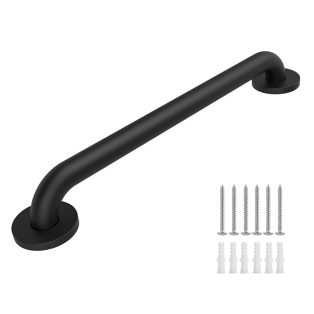 Safety Shower Grab Bars for Seniors, Stainless Steel Anti Slip Shower Handle, ADA Compliant Hand Rails, Holds up to 500 LBS Grab Bars for Elderly for Wall (Black, 18 Inches)