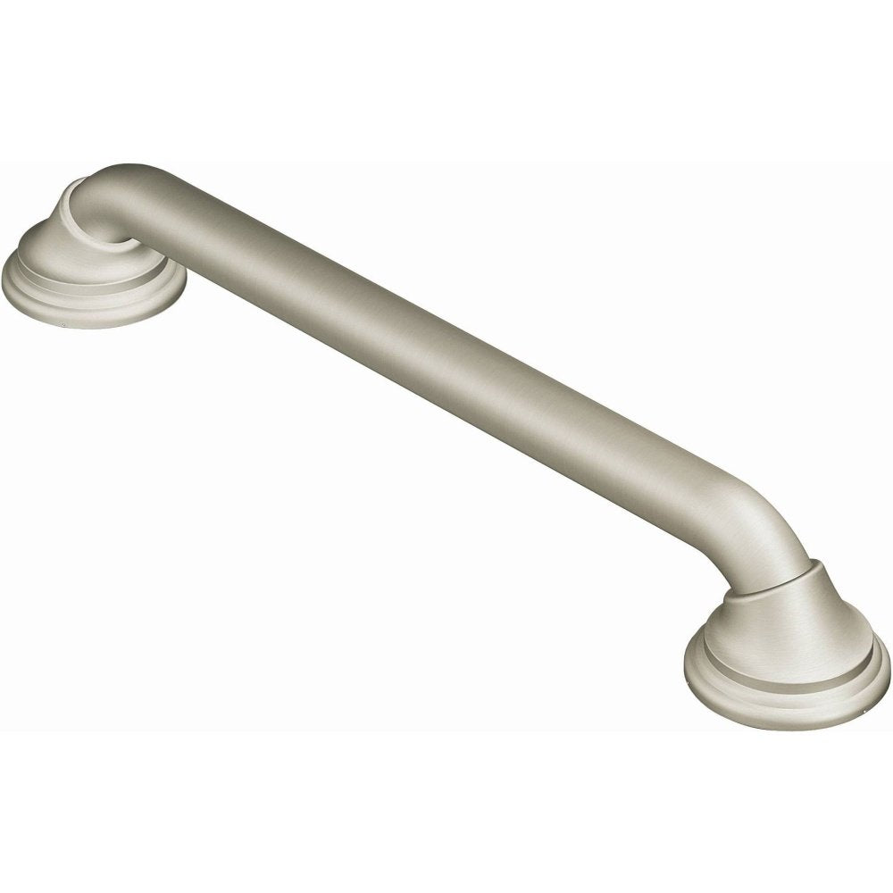 Moen Brushed Nickel Bathroom Safety 12-Inch Designer Bathroom Grab Bar with Curled Grip, Shower Handles for Elderly, R8712D3GBN