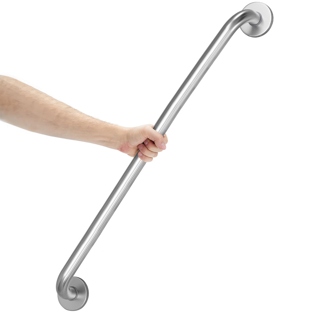 AmazerBath Shower Grab Bars for Seniors Anti Slip, Bath Safety Grab Bar for Needy, Stainless Steel Bathroom Safety Grab Bars, Thickened Bar Bigger Base Holds 500LBS, 16" L x 1.25" D, Brushed Nickel