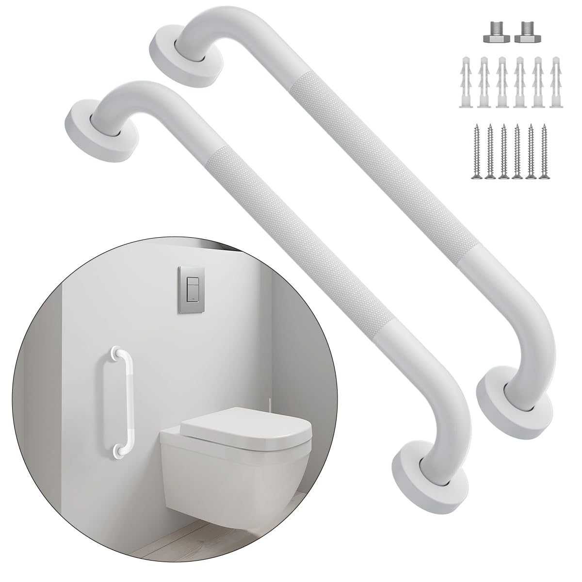 12 Inch Anti Slip Grab Bars for Wall, Munzong Stainless Steel Shower Bars