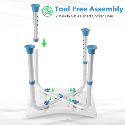 FSA/HSA Eligible Shower Chair for Inside Shower, Shower Stool for Insidetub, Tool-Free Assembly Shower Seat for Bathtub, Shower Bath Chairs for Seniors/Disabled by SOUHEILO
