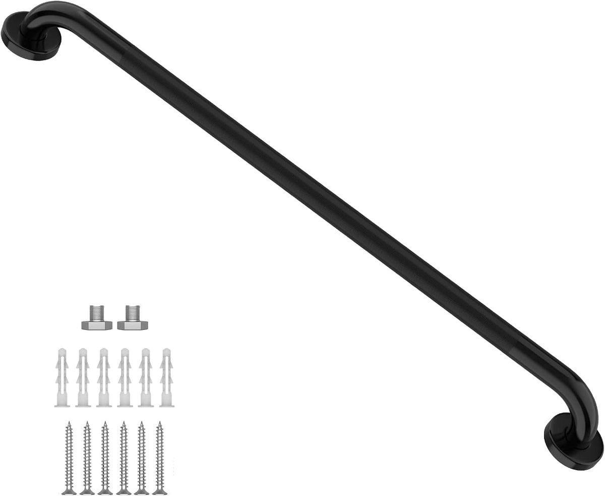 Black Knurled Grab Bar 36 Inch, Safety Shower Handrail for Senior