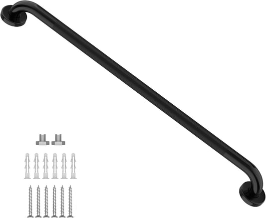Black Knurled Grab Bar 36 Inch, Safety Shower Handrail for Senior