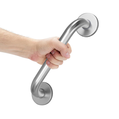 AmazerBath Shower Grab Bars for Seniors Anti Slip, Bath Safety Grab Bar for Needy, Stainless Steel Bathroom Safety Grab Bars, Thickened Bar Bigger Base Holds 500LBS, 16" L x 1.25" D, Brushed Nickel