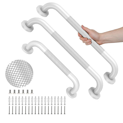 3 Pack Anti Slip Shower Grab Bar, Munzong 12" 16" 16" White Bathroom Bar