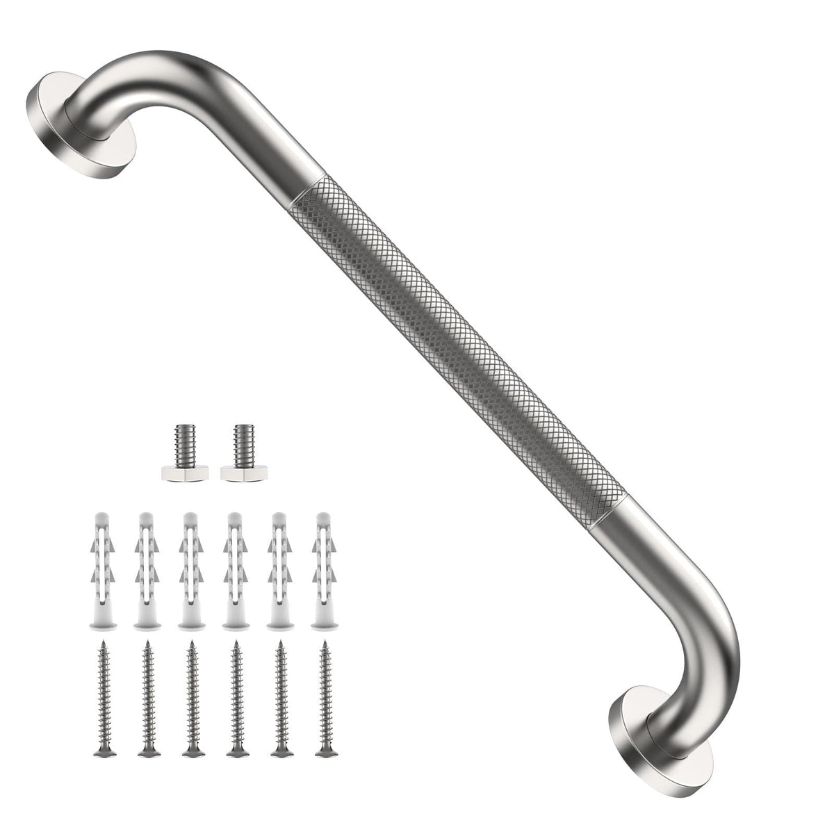 ZUEXT 2 Pack 16 Inch Chrome Anti Slip Shower Grab Bar with Knurled Grip