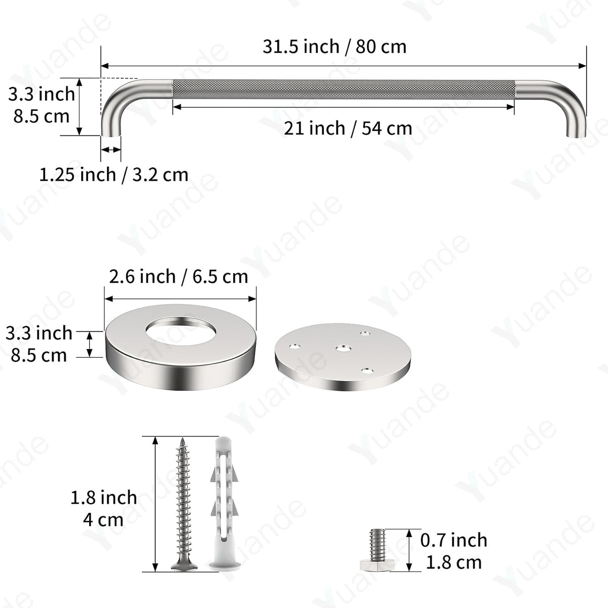 4 Pack 32 Inch Shower Grab Bar,Brushed Nickel Bathroom Grab Bar Handle