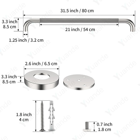 4 Pack 32 Inch Shower Grab Bar,Brushed Nickel Bathroom Grab Bar Handle