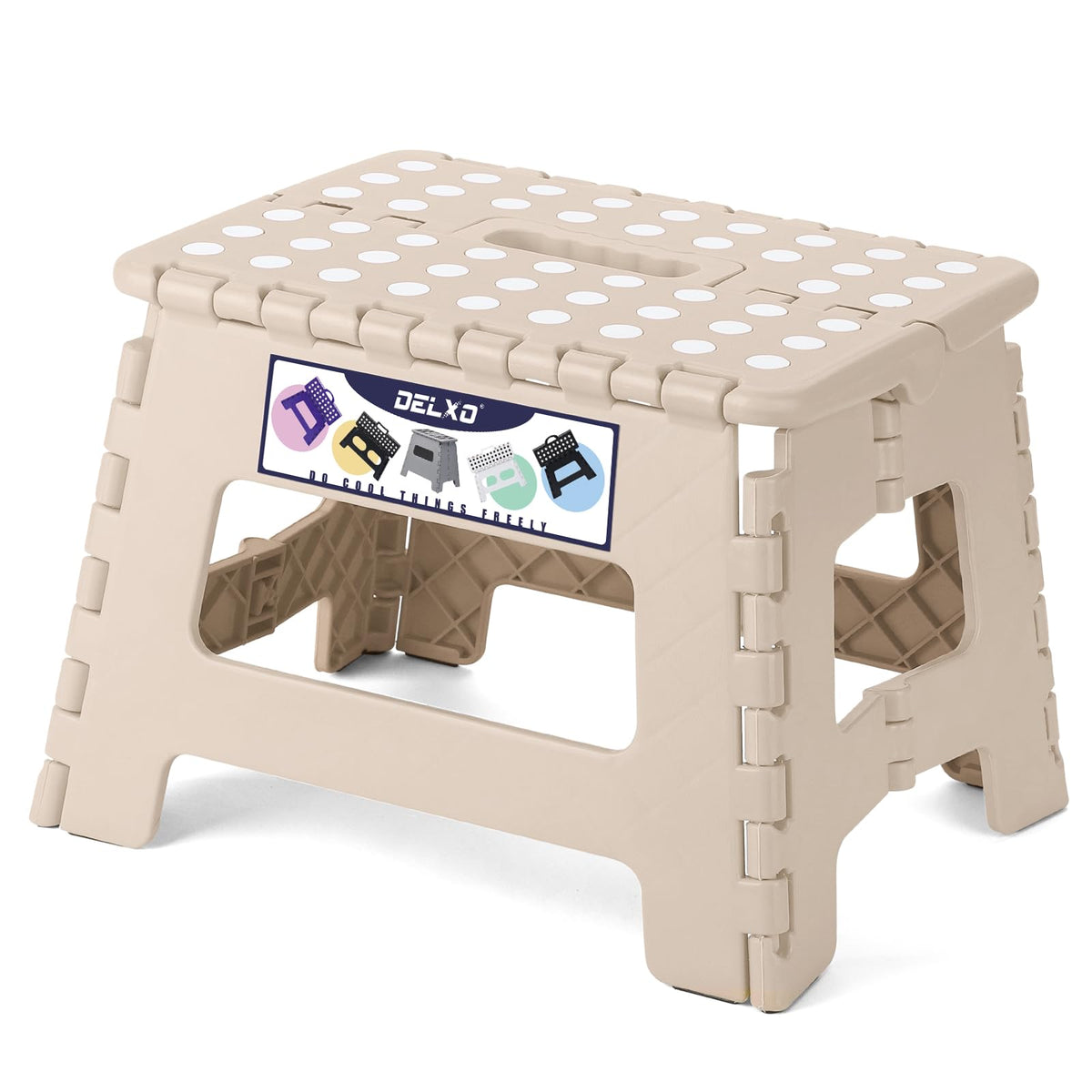 Delxo Folding Step Stool 13 Inch,300 Lbs Step Stool for Adults Black