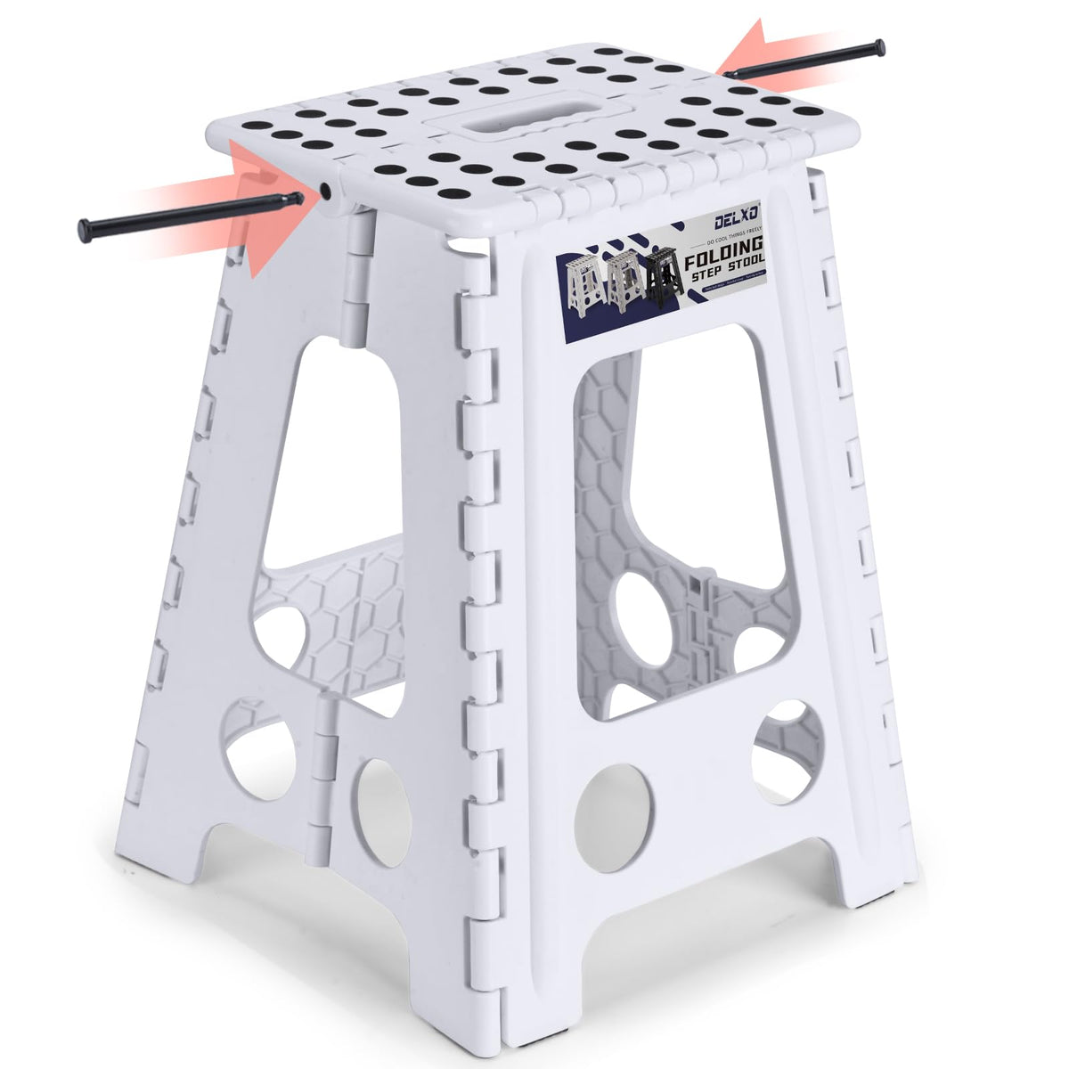 Delxo Folding Step Stool 13 Inch,300 Lbs Step Stool for Adults Black