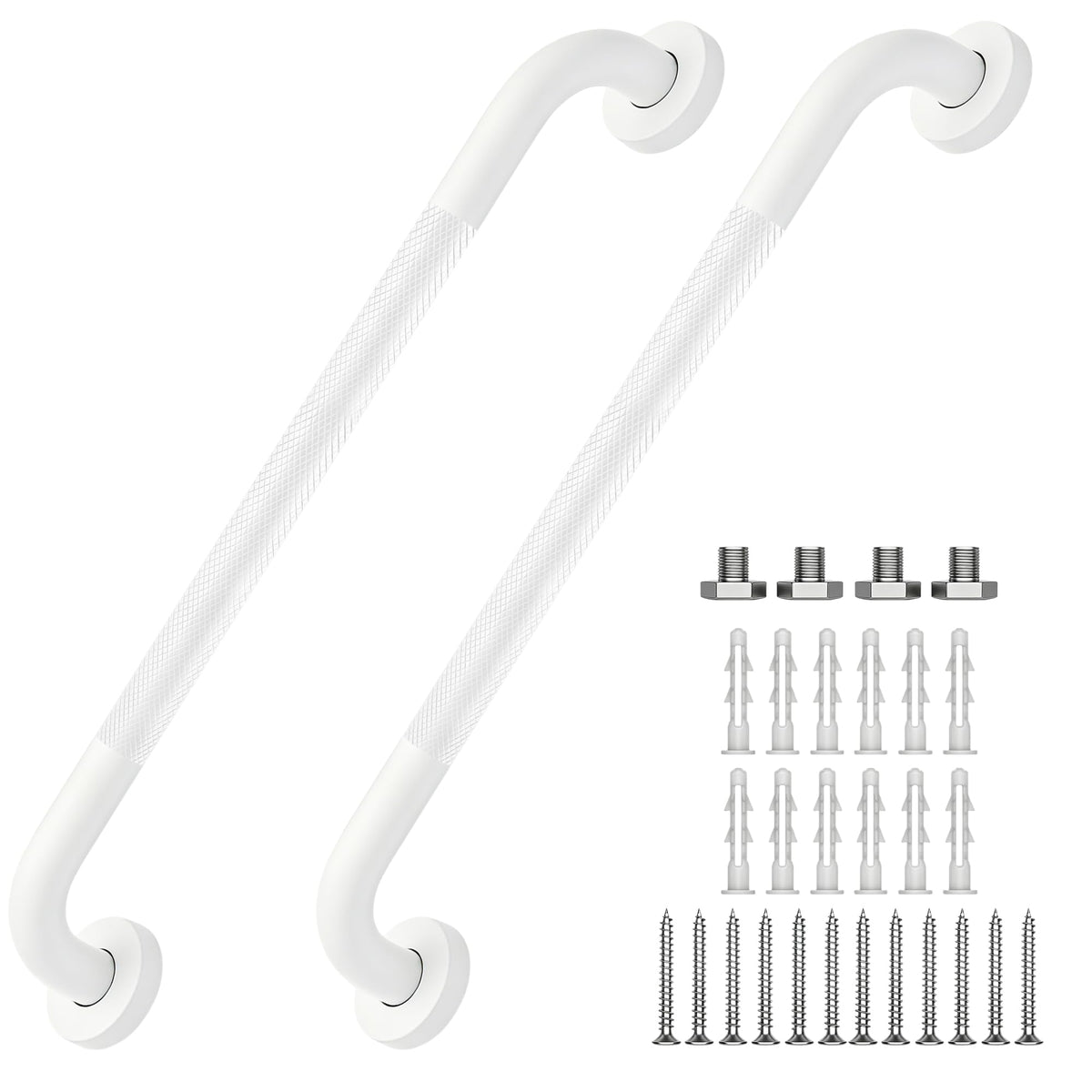 16 Inch Grab Bars 1.25" Dia,2 Pack Brushed Nickel 304 Stainless Steel Bathroom Grab Bar,Anti Slip Knurled Safety Bar,Wall Mount Handicap Grab Bars,Support Handrail for Seniors Elderly Injury