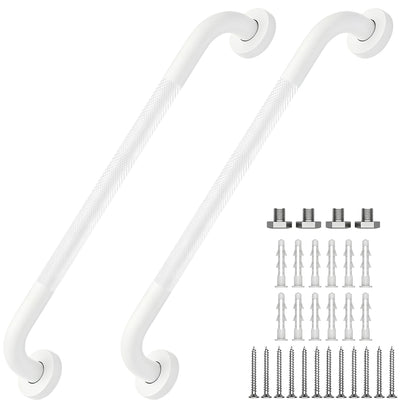 16 Inch Grab Bars 1.25" Dia,2 Pack Brushed Nickel 304 Stainless Steel Bathroom Grab Bar,Anti Slip Knurled Safety Bar,Wall Mount Handicap Grab Bars,Support Handrail for Seniors Elderly Injury