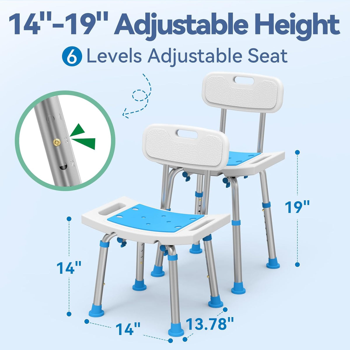 Loyoda Shower Chair for Inside Shower with Removable Back, 400 LBS Capacity