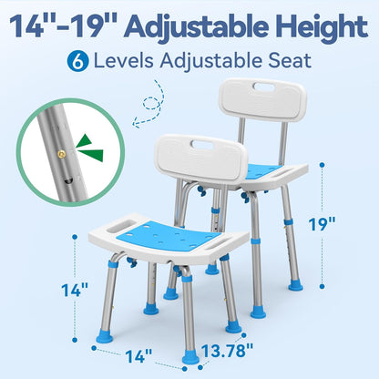 Loyoda Shower Chair for Inside Shower with Removable Back, 400 LBS Capacity