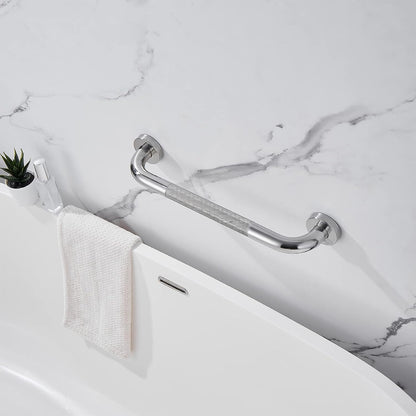 16 Inch Silver Anti-Slip Shower Grab Bars, 1.25" Diameter 2 Pack