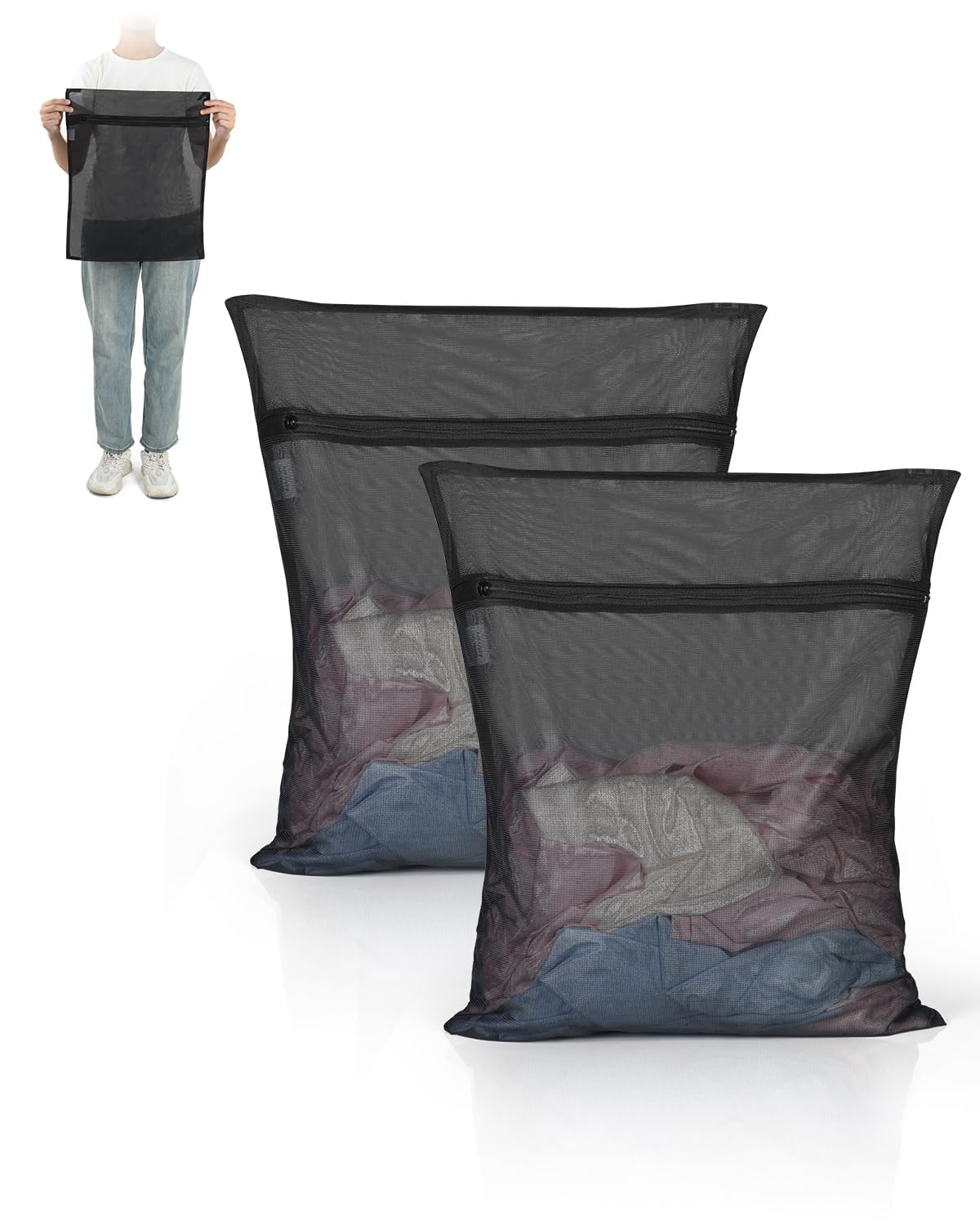 OTraki 2 Pack Mesh Laundry Bags 16X20 inch Durable Laundry Garment Bag