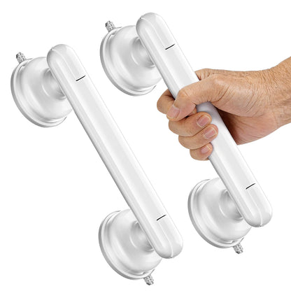 Upgraded 2-Pack Grab Bars for Shower Bathroom Wall, Heavy-Duty Suction Grab Bars Shower Handle Safety for Elderly Seniors Handicap, No Drilling Tool-Free, Easy Removal and Reusable (Black)