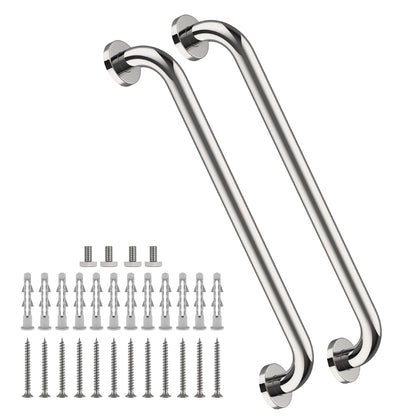 2 Pack 16 Inch Shower Grab Bar - 1.25" Diameter, ZUEXT Chrome Stainless Steel Bathroom Grab Bar Handle, Bathroom Balance Bar,Safety Hand Rail Support,Handicap Injury Elderly Senior Assist Bath Handle