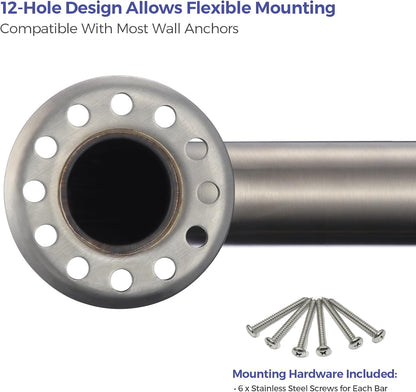 Stardrix 36-Inch ADA Compliant Grab Bar, 1.5" Diameter, Concealed Mounting Flanges, Handicap Friendly, Commercial & Residential Bathrooms, Brushed Stainless Steel