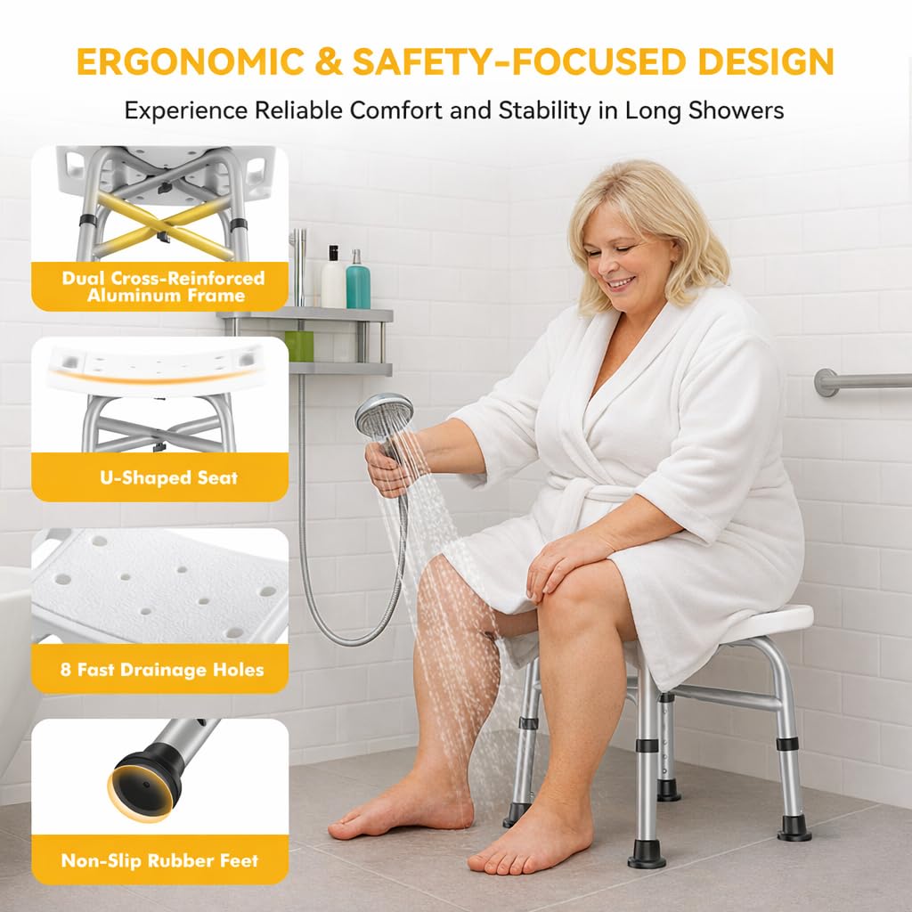 Hiqufet Medical Shower Chair for Inside Shower, Heavy Duty Shower Stool