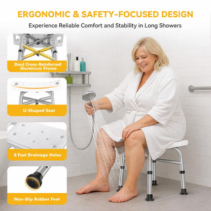 Hiqufet Medical Shower Chair for Inside Shower, Heavy Duty Shower Stool