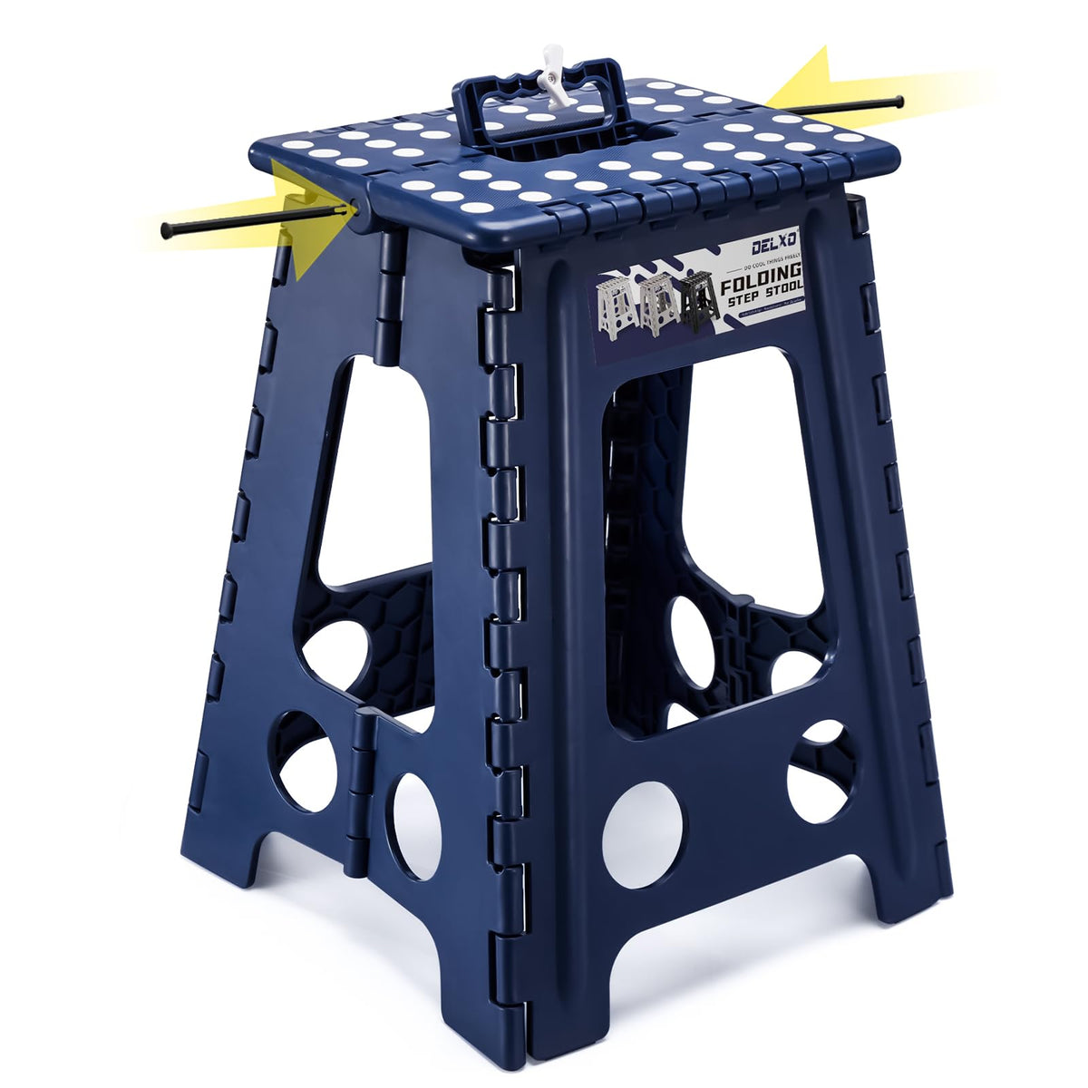 Delxo Folding Step Stool 13 Inch,300 Lbs Step Stool for Adults Black