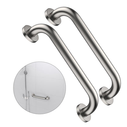 2 Pack 16 Inch Shower Grab Bar - 1.25" Diameter, ZUEXT Chrome Stainless Steel Bathroom Grab Bar Handle, Bathroom Balance Bar,Safety Hand Rail Support,Handicap Injury Elderly Senior Assist Bath Handle