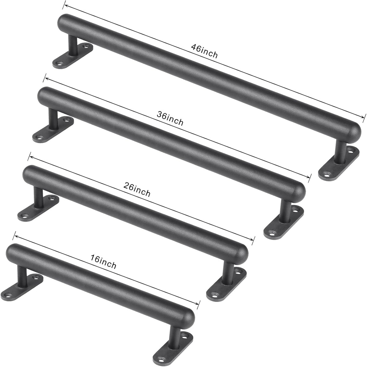 Dolibest 16 Inch Wall Mount Metal Handrail, Staircase Step Handrail, Non-Slip Safety Grab Handle, Barrier-Free Staircase Grab Bar for Elderly, Indoor & Outdoor Use, 1.3 Inch Round (Black)