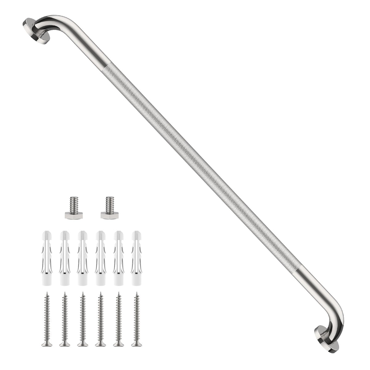 ZUEXT 2 Pack 16 Inch Chrome Anti Slip Shower Grab Bar with Knurled Grip