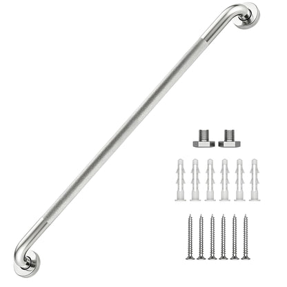 16 Inch Grab Bars 1.25" Dia,2 Pack Brushed Nickel 304 Stainless Steel Bathroom Grab Bar,Anti Slip Knurled Safety Bar,Wall Mount Handicap Grab Bars,Support Handrail for Seniors Elderly Injury