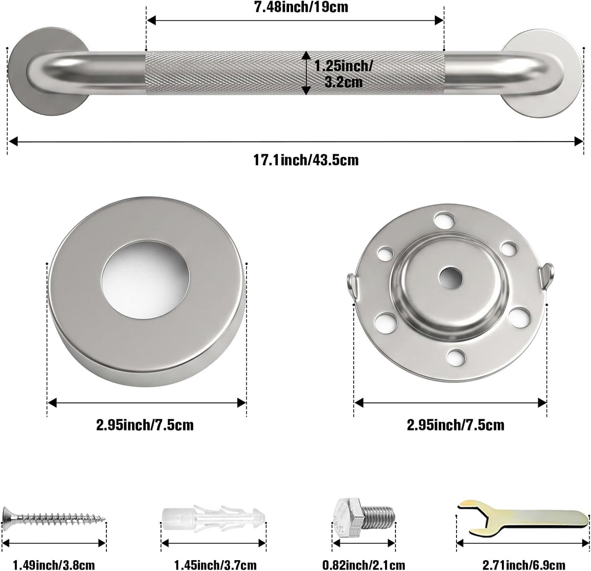 Grab Bars for Shower 16 Inch Bathroom Safety Bars for Seniors