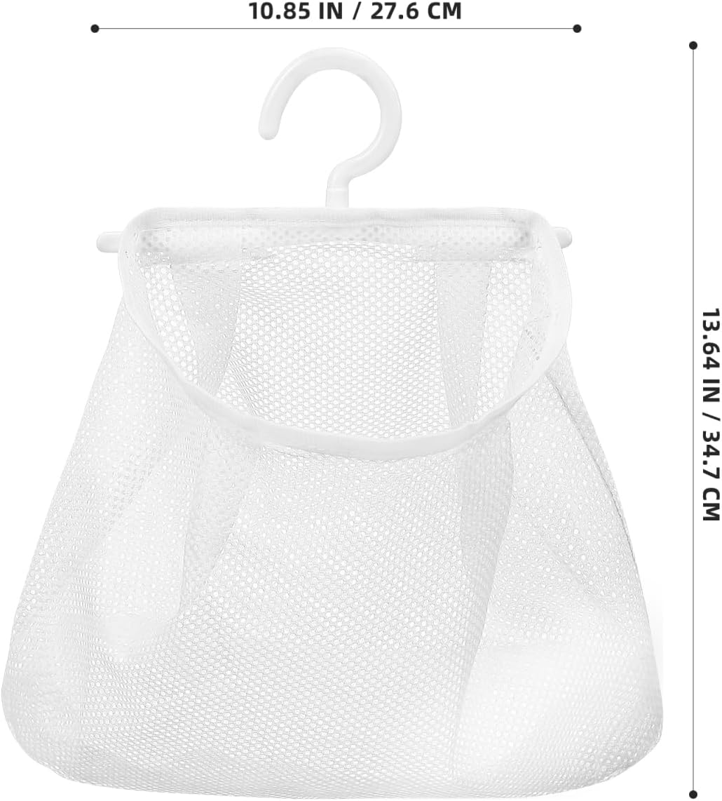 Hemobllo Hanging Mesh Clothespin Bag White Clothes Pin Holder with Hook