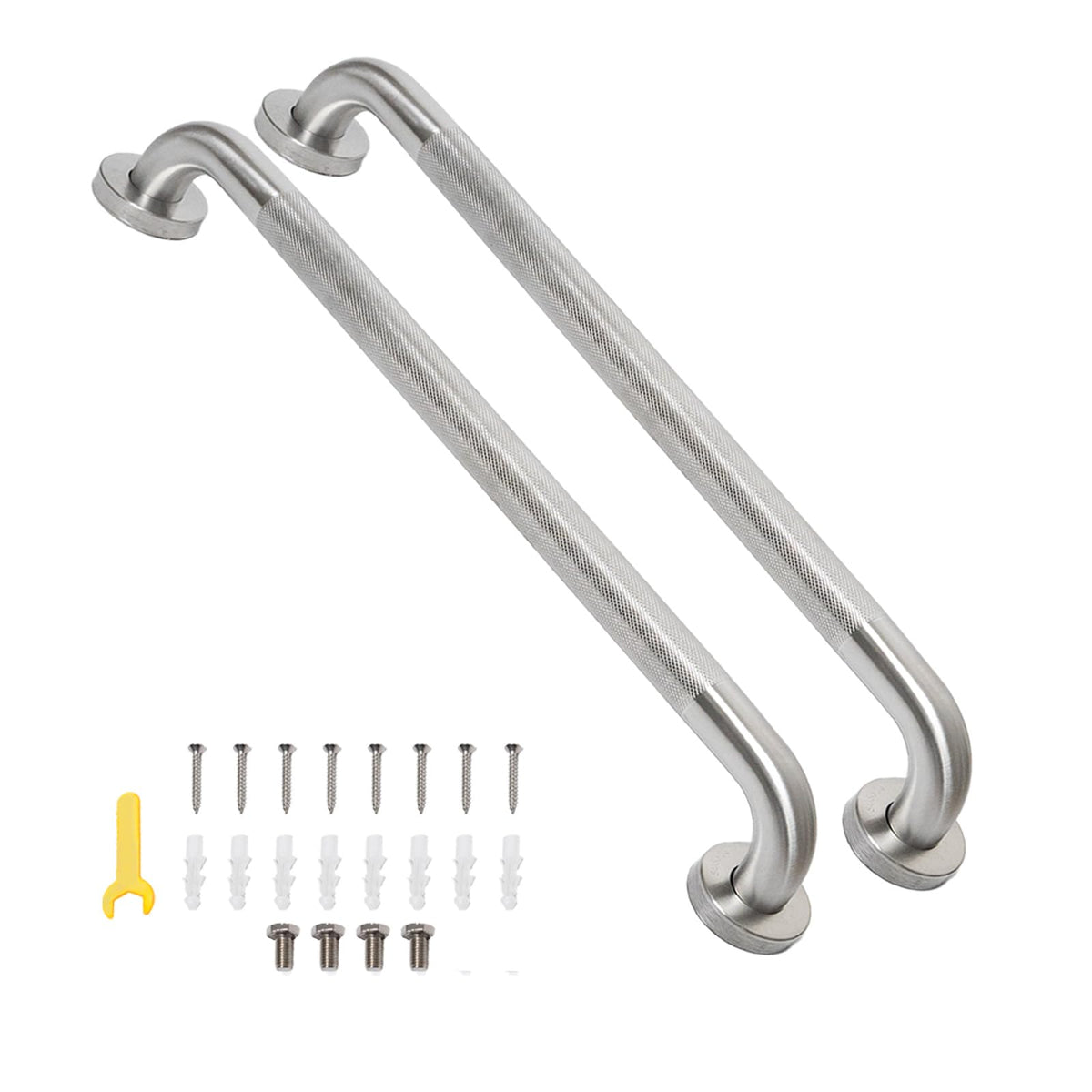 36 Inch Shower Grab Bar, Bathroom Grab Bar Handle with Anti-Slip Knurled Grip, Stainless Steel Bath Balance Bar, 1.25" Diameter Bath Safety Bar Support for Seniors Elderly Pregnant, Brushed Nickel